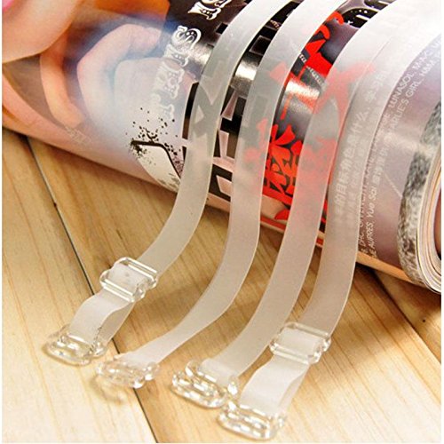 Fashion Lady Invisible Adjustable Clear Bra Straps Transparent