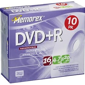 Memorex 4.7Gb 16x DVD+R (10-Pack Slim Case) by Memtek