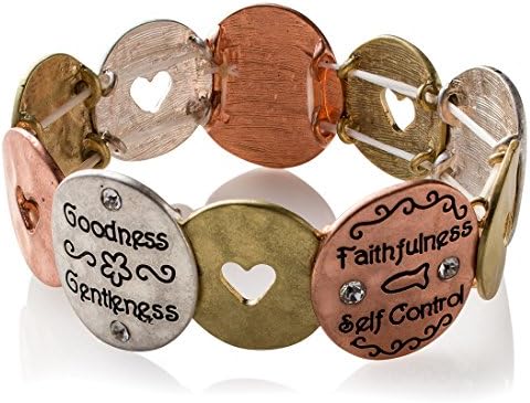 Engraved Metallic 'Encircled Positivity' Stretch Bracelet By PearlPerri