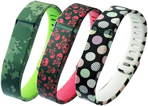 HAPPYCOCO 3 PCS Set Camouflage A + Dots Mix + Pirates Red Style Replacement Band with Clasp for Fitbit Flex , Band only no tracker included