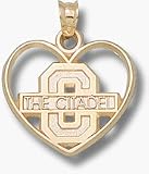 The Citadel Block C Pierced Heart Charm/Pendant -14K/10K, Stainless Steel or Gold Plated