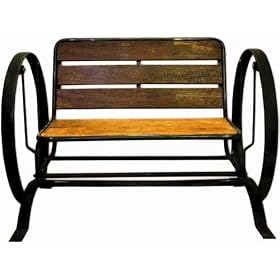 Iron Glider Teak Wood Bench by Groovy Stuff Furniture