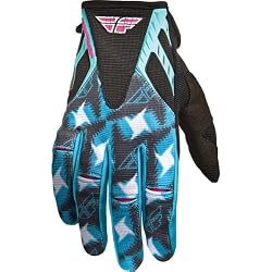 Fly Racing Kinetic Women's MX Motorcycle Gloves - Black/Turqouise/Pink