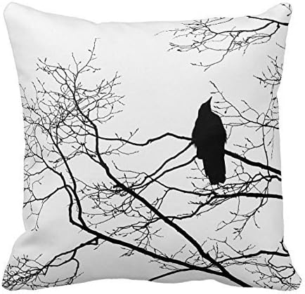 Gothic Raven On A Tree Branch Cushion ArtPrint Custom Zippered Pillow Cushion Case Throw Pillow Covers 18"x18" Twin Sides