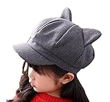 Plus Nao(プラスナオ) キャップ帽 キャスケット 帽子 キャップ ベビー キッズ 子供用 耳付き CUTE 八角帽 つば付き シンプル 無地 カジュアル ５カラー 50-52cm ブラウン