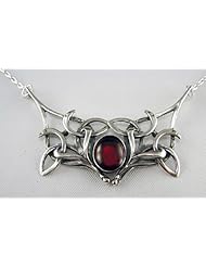 A Sterling Silver Celtic Necklace Inspired by "The Book Of Kells" Accented with a Genuine Garnet