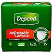 Depend Adjustable Underwear, [Large/Extra-Large], Maximum Absorbency, 16-Count Packages (Pack of 4) Package may vary