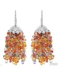 ZYDO 18K White Gold 202.8 CTW Sapphire and 0.71 CTW Color F-G VS1 Diamond Ladies Earrings. Length 53.5 mm. Total Item weight 33.0 g.
