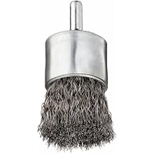 Weiler Wire End Brush, Round Shank, Steel, Crimped Wire, 1" Diameter, 0.0104" Wire Diameter, 1/4" Shank, 22000 rpm (Pack of 1)