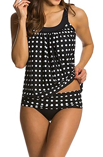 FISACE Women's Classic Retro Polka Dot Tanikini Set Swimsuit