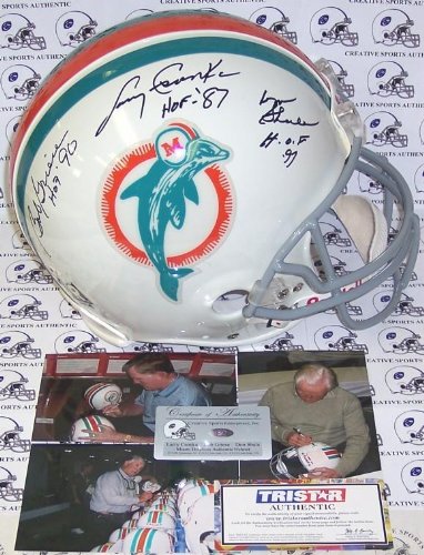 Larry Csonka, Bob Griese & Don Shula Hand Signed Miami Dolphins Authentic Helmet - Autographed NFL Helmets