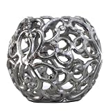 Homescapes - Silver Victorian Votive Tea Light Holder - 13 cm (5 in) Diameter - 100% Aluminium - Distressed Antique Finishby Homescapes