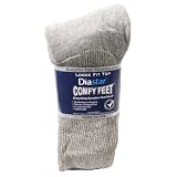 Diastar Comfy Feet Diabetic Socks, Grey, 9-11,  3 pack