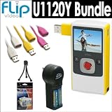 Pure Digital U1120Y 4GB Ultra Series 120 Minute Digital Camcorder Yellow + Accessory Bundle