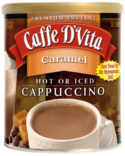 Caffe D'Vita Caramel Cappuccino, 16-Ounce Canister (Pack of 6)