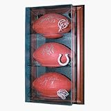 Case-Up 3 Football Display Case with Wood Frame and Engraved Team Logos