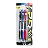 IMAGE OF Pilot : G2 Retractable Gel Ink Roller Ball Pen, CR Brl, BLK/BE/RD Ink, Fine Point, 3/pk -:- Sold as 2 Packs of - 3 - / - Total of 6 Each
