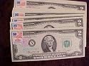 1976 U.S. two dollar bill, crisp, uncirculated, with postmark