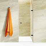 VIGO VG6073MBCL30 Tempo 30 to 30.5-in. Adjustable Frameless Shower Door with .3125-in. Clear Glass and Matte Black Hardware