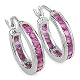 1.80 Carat Genuine Ruby .925 Silver Earrings