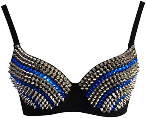 Jewlryfinds Fashion Lady Rock Spike Stud Rivet Rhinestone Prom Club Sport Bras