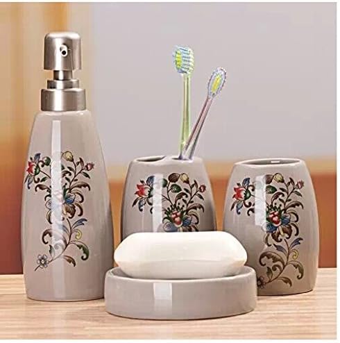 Popular Design European elegant white pattern ceramic bathroom four-pieces set / bathroom suits wash / exquisite gift