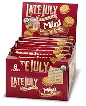 Late July Organic Mini Peanut Butter Bite Size Sandwich Crackers, 1.125-Ounce Pouches in 8-Count Boxes (Pack of 4)