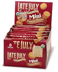 Late July Organic Mini Peanut Butter Bite Size Sandwich Crackers, 1.125-Ounce Pouches in 8-Count Boxes (Pack of 4)