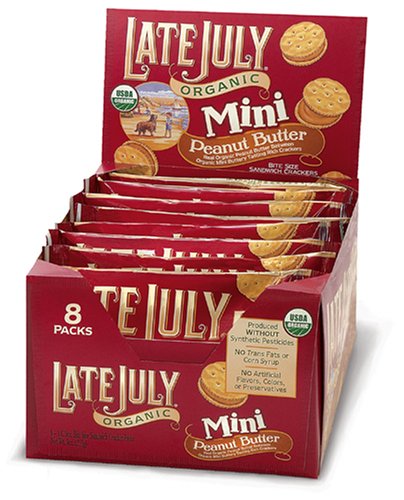 Late July Organic Mini Peanut Butter Bite Size Sandwich Crackers, 1.125-Ounce Pouches in 8-Count Boxes (Pack of 4)