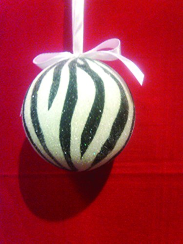 Black & White Zebra Striped Christmas Tree Ball Ornament Black & White Zebra Striped Christmas Tree Ball Ornament