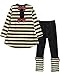 Ancia Little Girls Clothing Set Cotton Dress Tops Pants 2-Piece Outfits Playwear Set(Stripes Black,4T)
