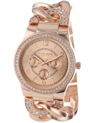 Akribos XXIV Womens AK558RG Quartz Multi-Function Crystal Accented Twist Chain Watch