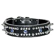 1.5 in. Spiked, Studded Jeweled Latigo Protector Dog Collar model 6020 (Black, 25 in.) 1.5 in. Spiked, Studded Jeweled Latigo Protector Dog Collar model 6020 (Black, 25 in.)