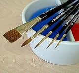 Kolinsky 5 Pc Watercolor Brush Set including 3/4 Flat Wash Brush