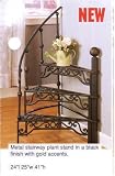 Antique Gold Metal finish. Metal stairway plant stand