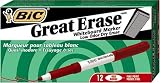 Bic Great Erase Whiteboard Marker, Fine Point, Red , 12 whiteboard markers
