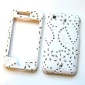 Apple iPhone 3G & 3GS Snap On Fabric Protector Hard Case White Leather With Glitter