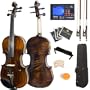 Mendini 4/4 MV500 Flamed 1-Piece Back Solid Wood Violin with Case, Tuner, Shoulder Rest, Bow, Rosin, Bridge and Strings - Full Size Mendini 4/4 MV500 Flamed 1-Piece Back Solid Wood Violin with Case, Tuner, Shoulder Rest, Bow, Rosin, Bridge and Strings - Full Size