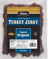 Shelton's Turkey Jerky, Peppered Original, 7-Ounce Package (Pack of 2)