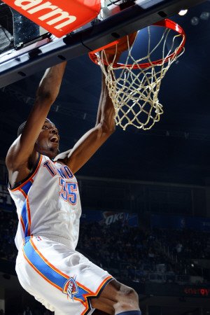 Houston Rockets v Oklahoma City Thunder: Kevin Durant Photographic Poster Print by Larry W. Smith, 8x12