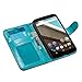 Nexus 6 Case, J&D [Stand View] Nexus 6 Wallet Case [Leather Folio] [Stand Feature] Premium Protective Wallet Case Genuine Leather Case for Goole Nexus 6 (Aqua)