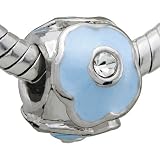 Blue Flower April Birthstone European Beads - Pandora Bead & Bracelet Compatible