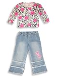 Lipstik - Toddler Girls Long Sleeved Pant Set, Black, White, Denim