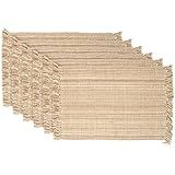 DII 100% Cotton, Tonal Fringe, Variegated, Machine Washable, Everyday Kitchen Basic Placemat, Set of 6, Taupe