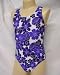 Basic One Piece Girls Swim Tank Crotch Linned Purple Water Hibiscus Sizes 4-14