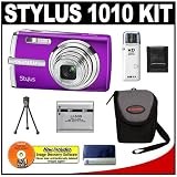 Olympus Stylus 1010 10.1MP Digital Camera with 7x Optical Zoom (Purple) + Spare Li-50B Battery + Card Reader + Compact Padded Camera Case