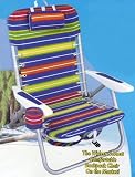 RIO Brands Backpack 4-Position Beach Chair - Blue with Multi-Colored Stripes