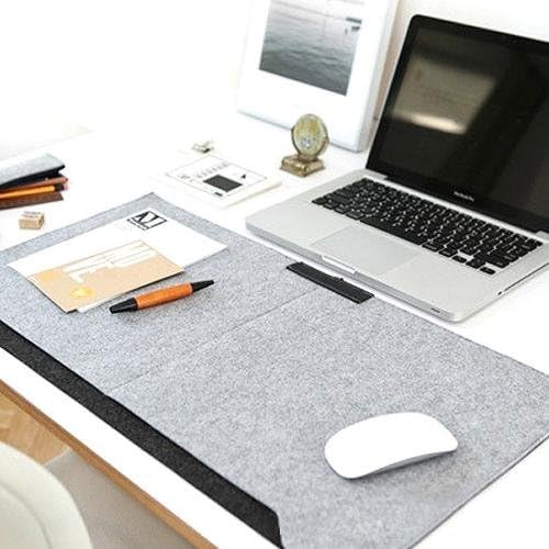 Amovee® Felt PU Leather Table Mat, 2.5*1.3 inches Desk Pad, Mouse Mat For Desktops And Laptops - Light Grey