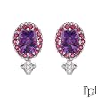 FPJ Terrific Earrings With 6.55ctw Precious Stones - Genuine Amethysts, Clean Diamonds and Rubies Well Made in 18K White Gold. Total item weight 7.7g Length 23.5mm