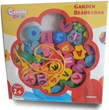 Hongxin's Wooden Funny Garden Beads,Pre-kindergarten Alphabet&Number,Shape&Color Interesting Play and Learning